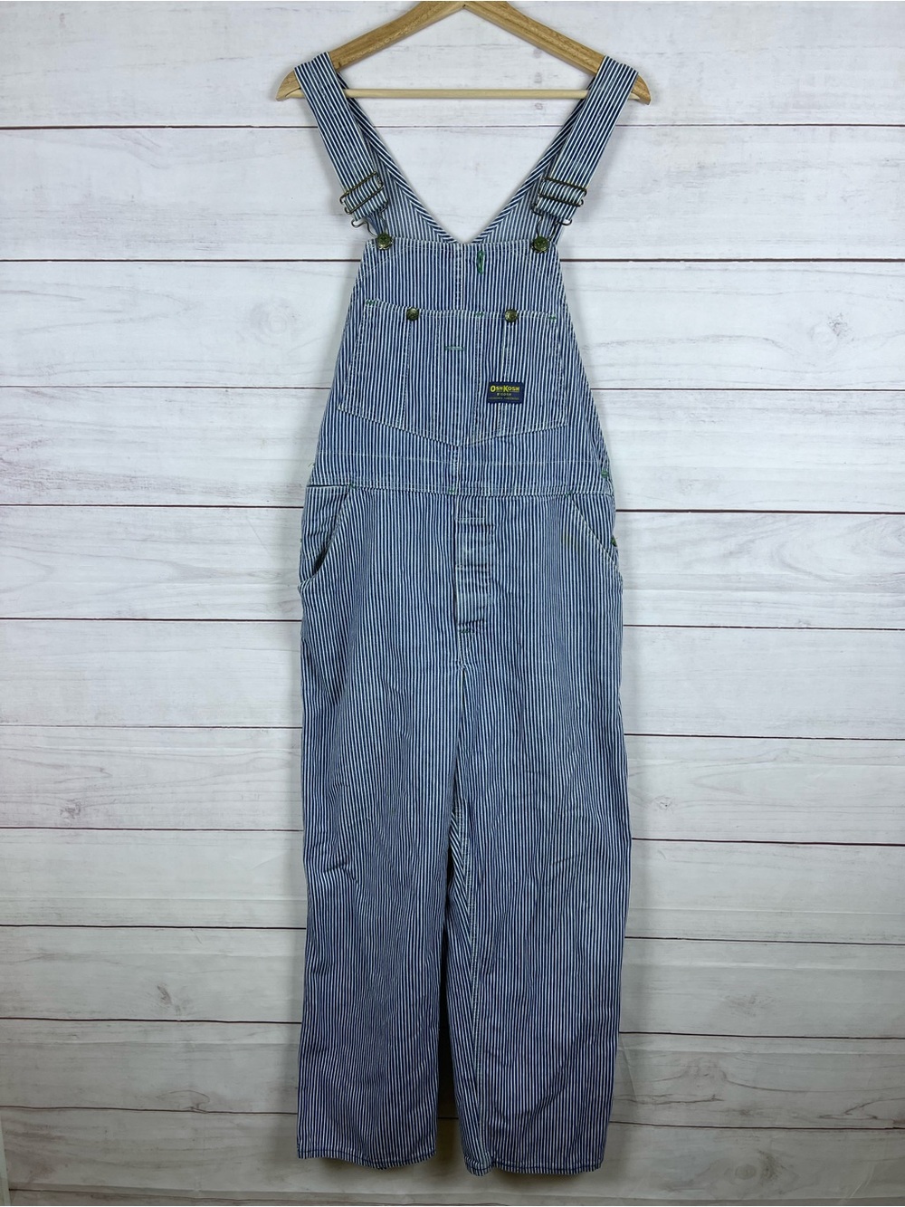 Vintage Osh Kosh B'Gosh Overalls 34x29 Union Made Sanforized Hickory Vestbak USA